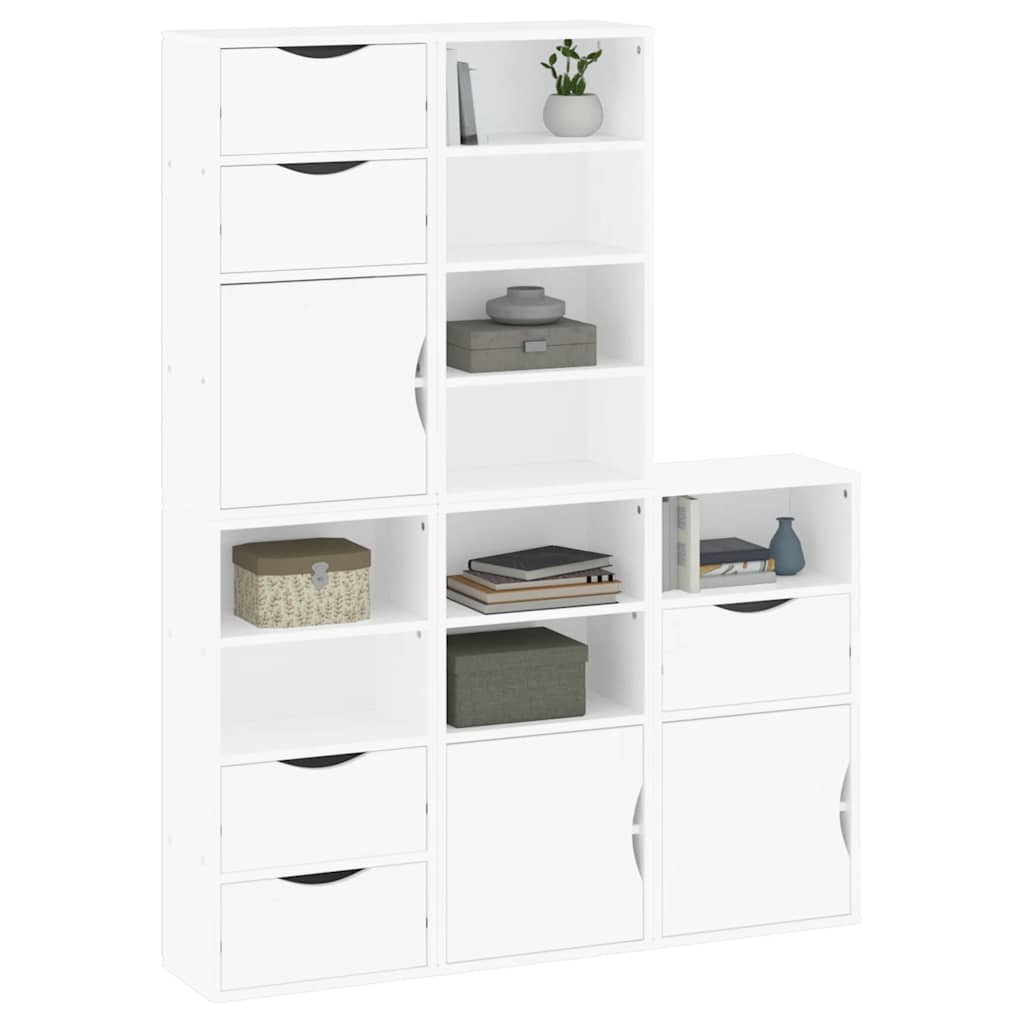 5 db fehér tömörfa fenyőfa oldalsó szekrény ODDA 40x24x79 cm