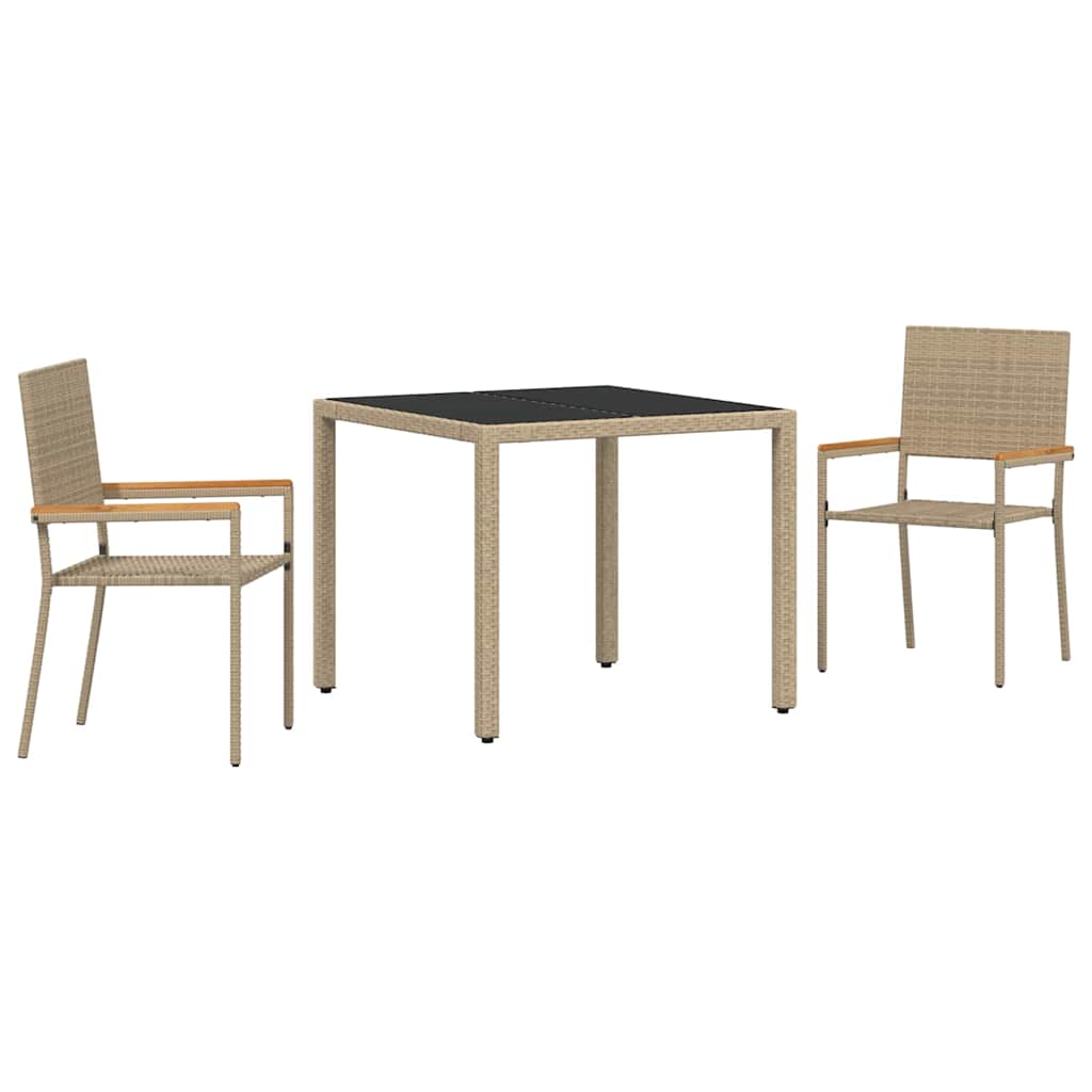 Kert étkező szett 3 pcs Bézs polirattan
