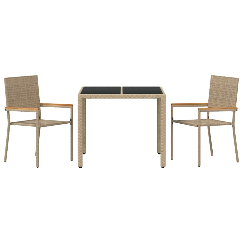 Kert étkező szett 3 pcs Bézs polirattan
