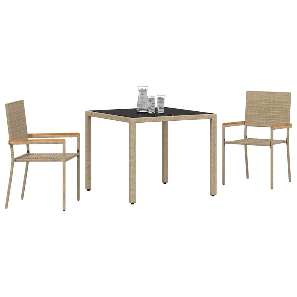 Kert étkező szett 3 pcs Bézs polirattan