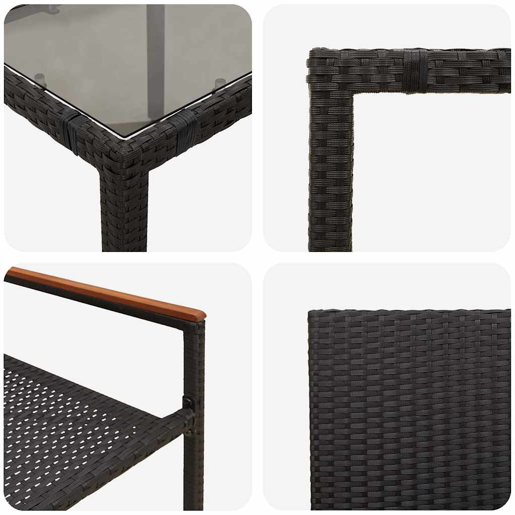 Kert étkező szett 5 pcs Fekete polirattan