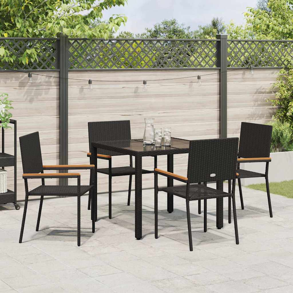 Kert étkező szett 5 pcs Fekete polirattan