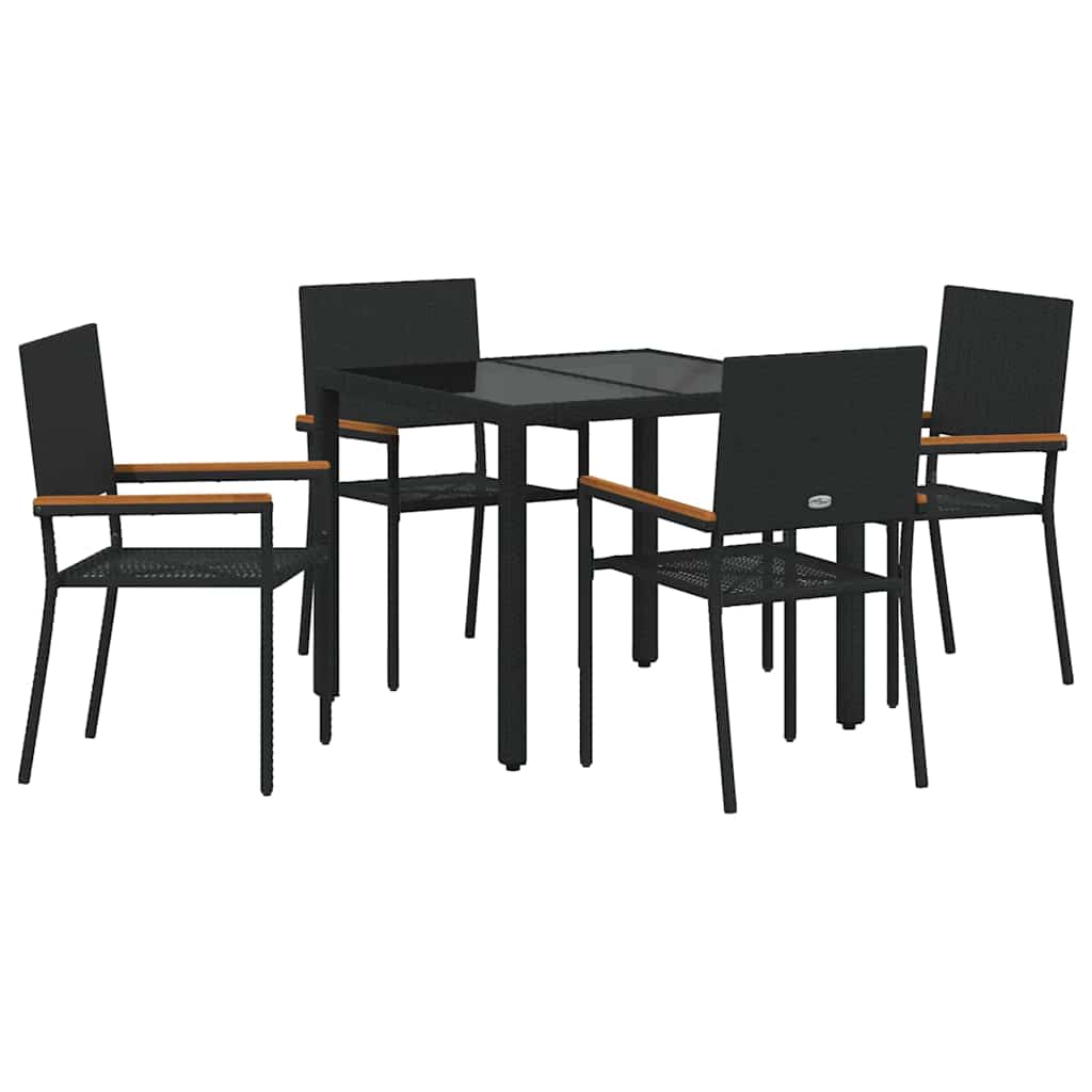 Kert étkező szett 5 pcs Fekete polirattan