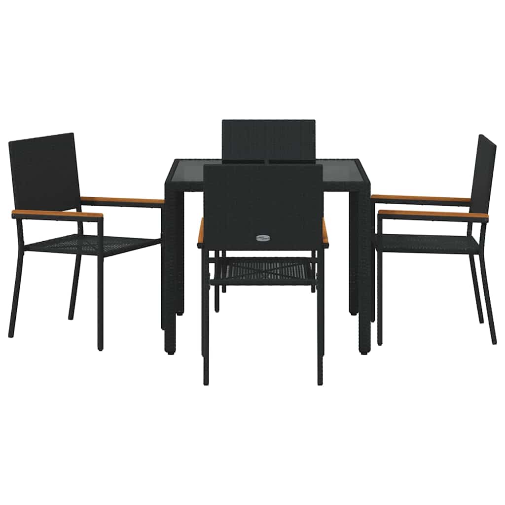 Kert étkező szett 5 pcs Fekete polirattan