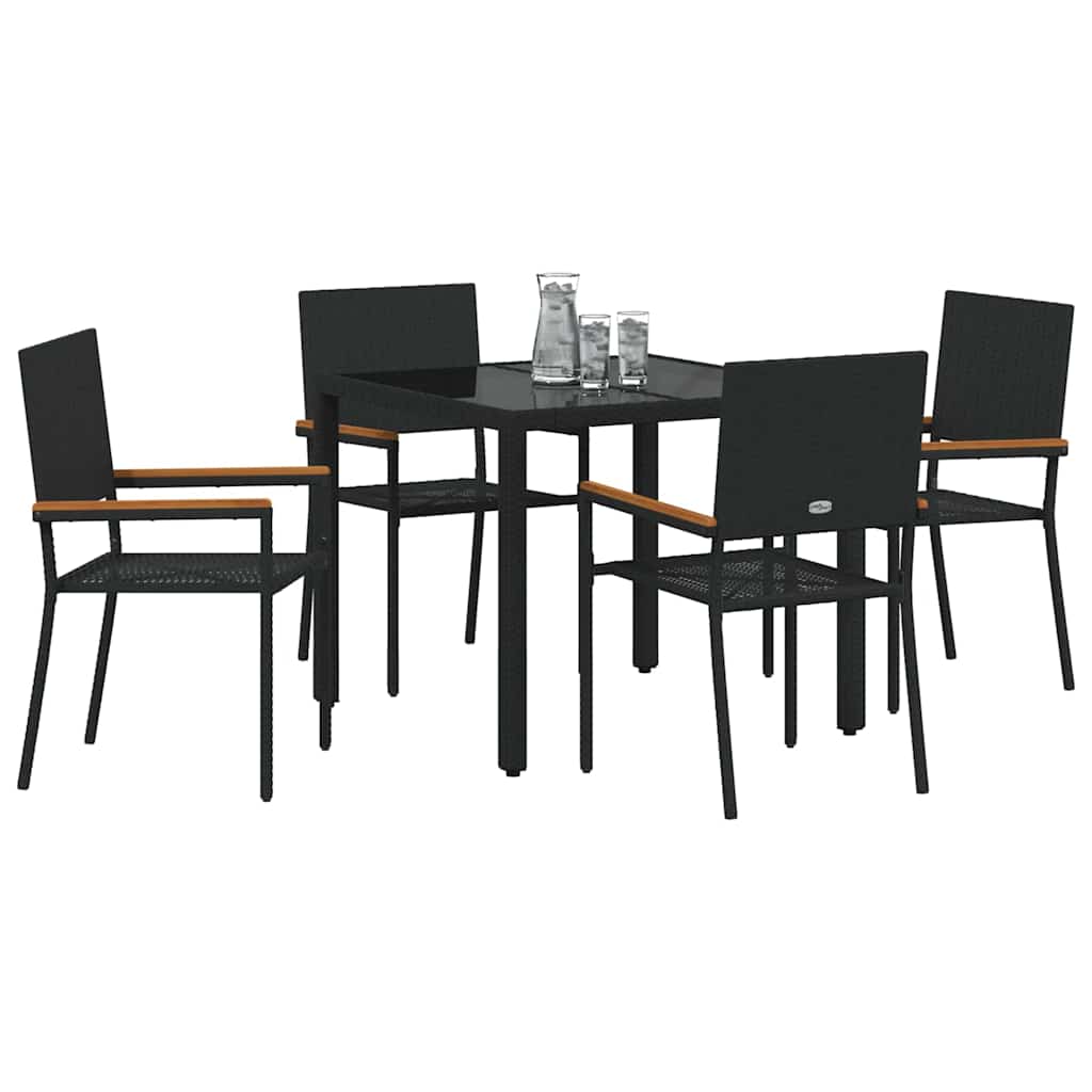Kert étkező szett 5 pcs Fekete polirattan
