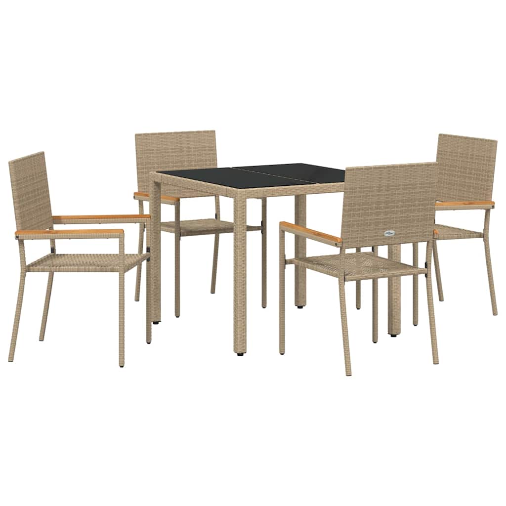 Kert étkező szett 5 pcs Bézs polirattan