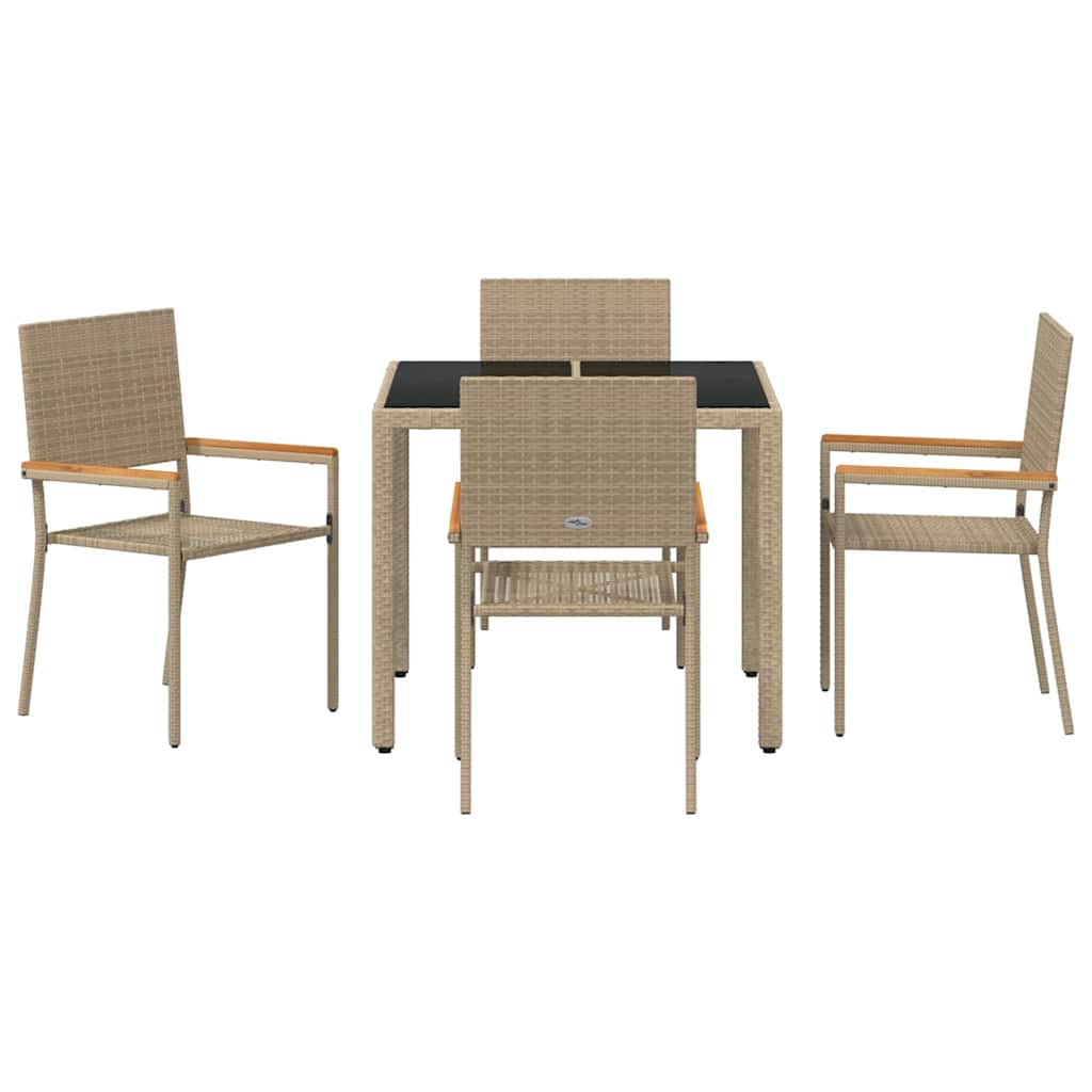 Kert étkező szett 5 pcs Bézs polirattan
