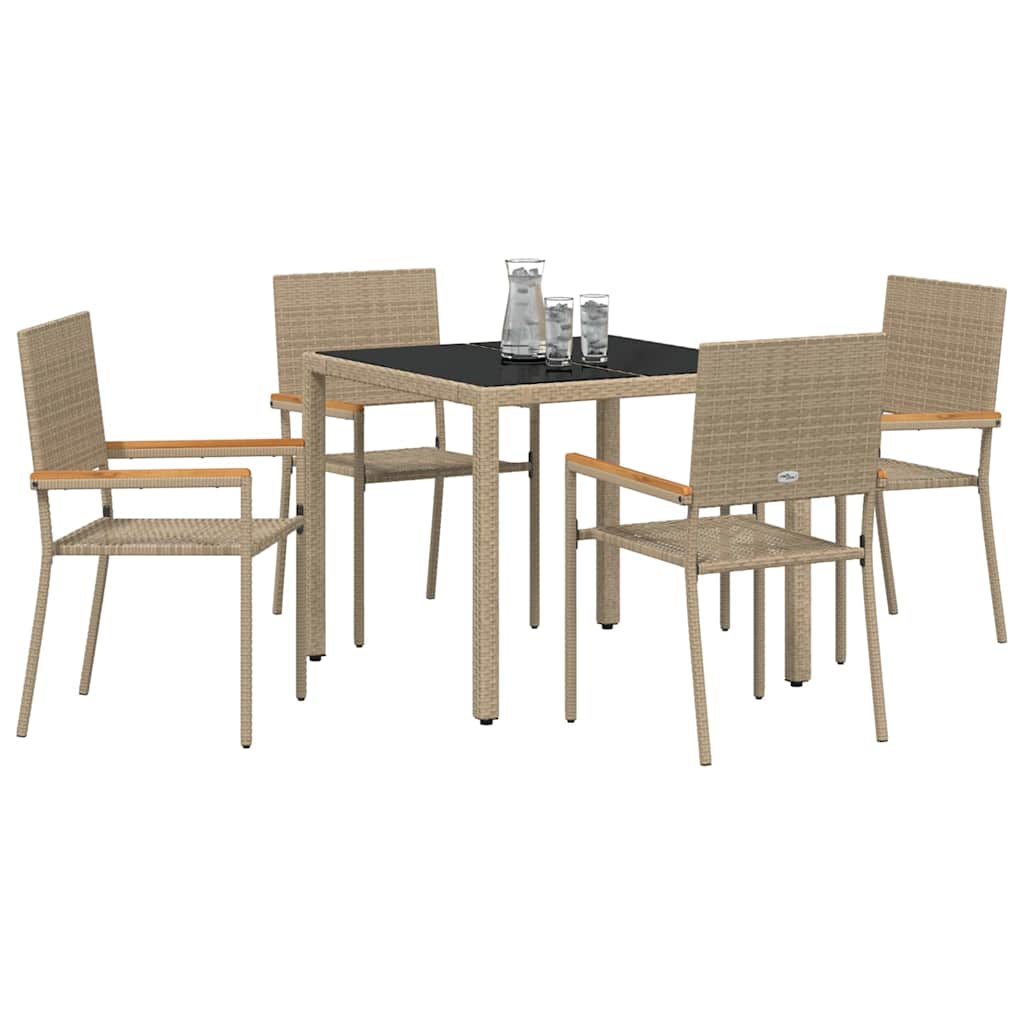 Kert étkező szett 5 pcs Bézs polirattan
