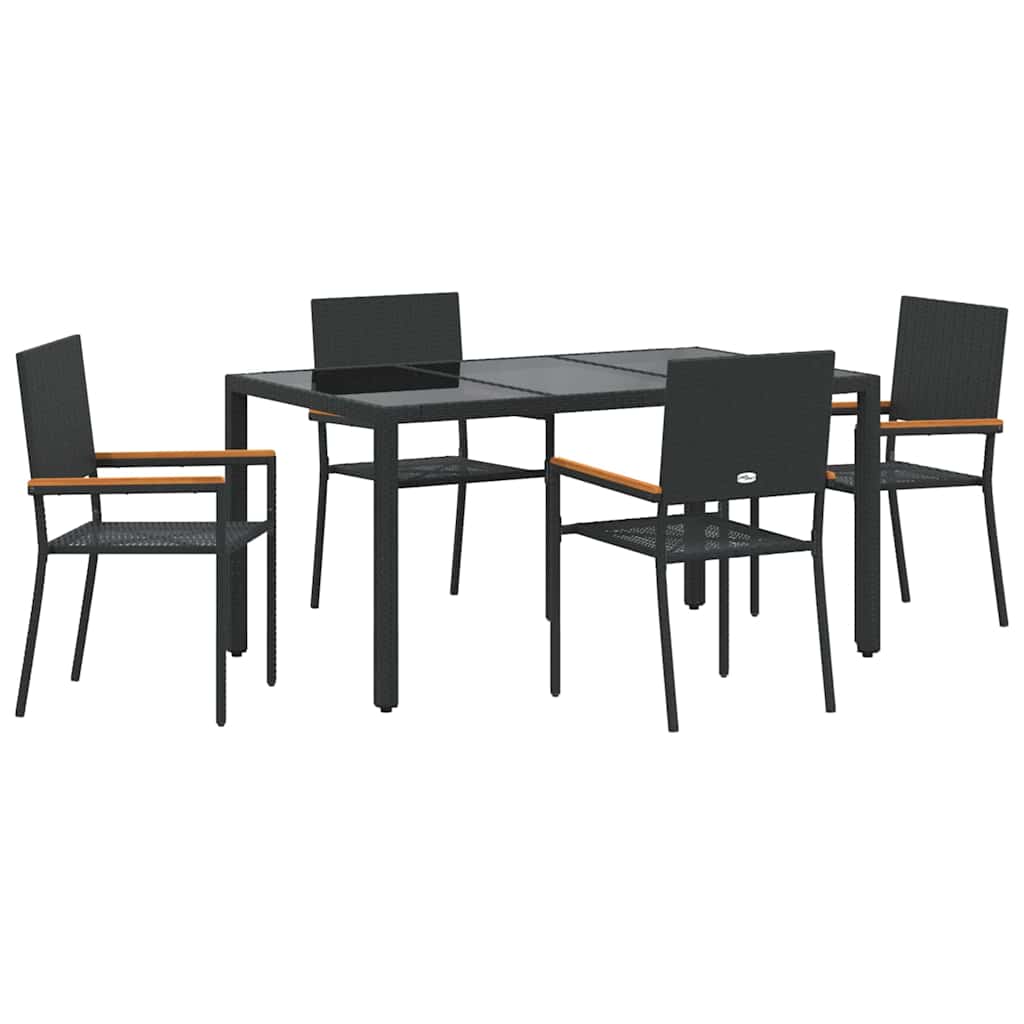 Kert étkező szett 5 pcs Fekete polirattan