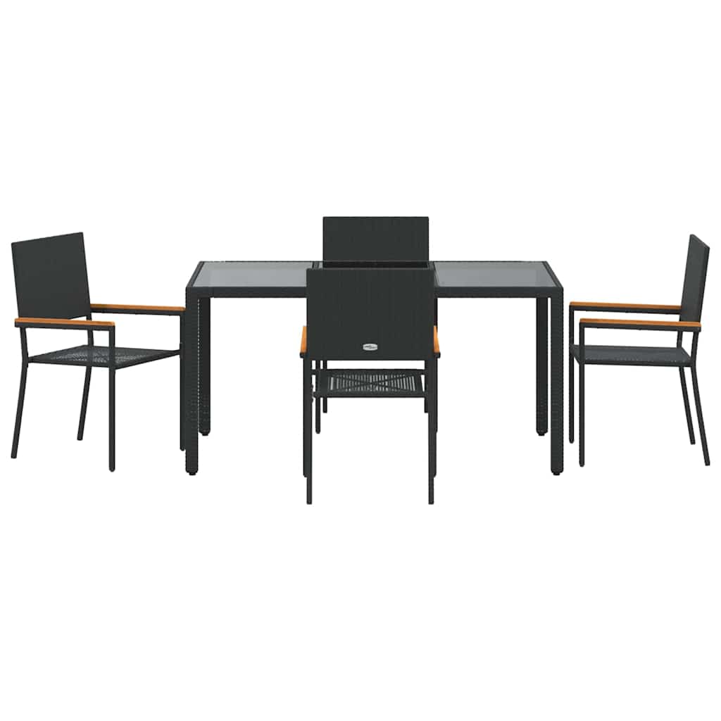 Kert étkező szett 5 pcs Fekete polirattan