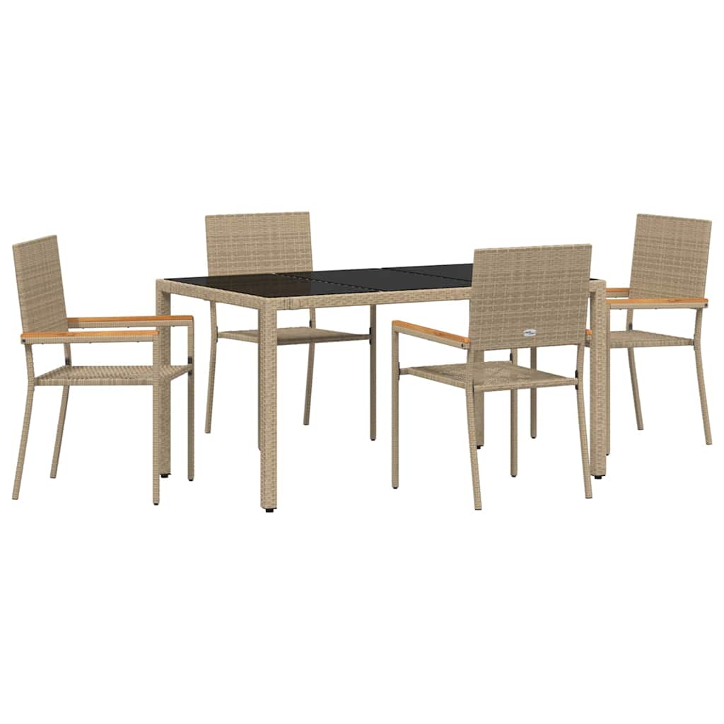 Kert étkező szett 5 pcs Bézs polirattan
