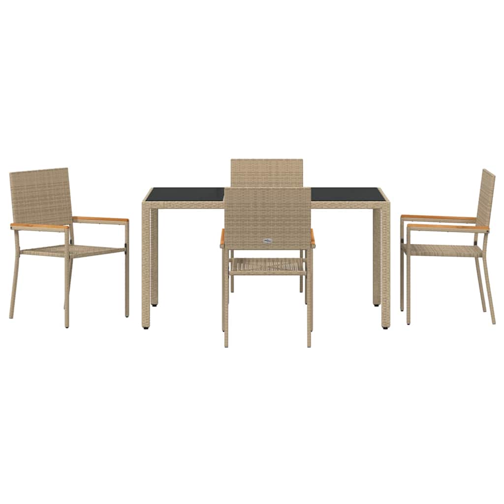 Kert étkező szett 5 pcs Bézs polirattan
