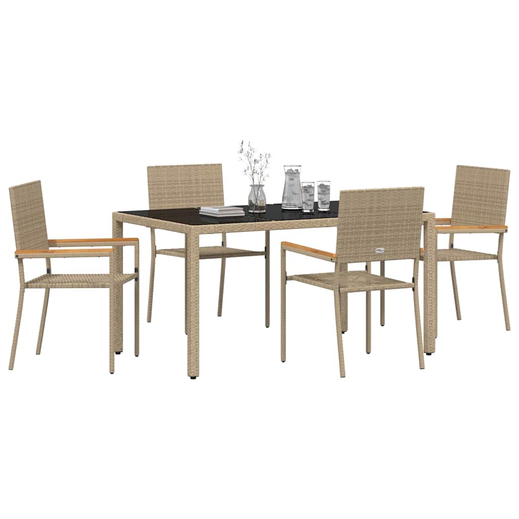 Kert étkező szett 5 pcs Bézs polirattan