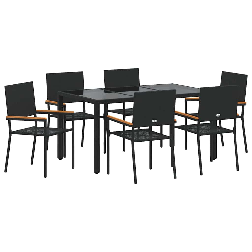 Kert étkező szett 7 pcs Fekete polirattan