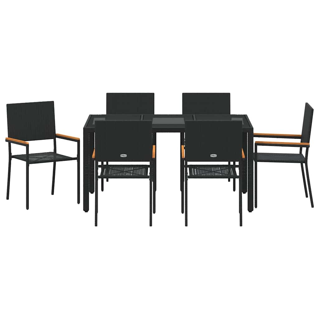 Kert étkező szett 7 pcs Fekete polirattan