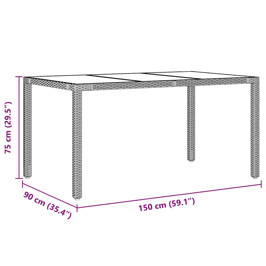 Kert étkező szett 7 pcs Szürke polirattan