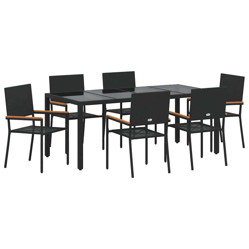 Kert étkező szett 7 pcs Fekete polirattan