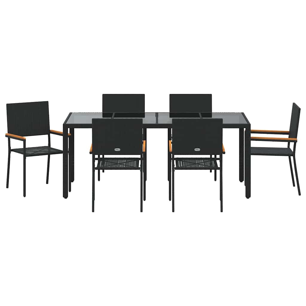 Kert étkező szett 7 pcs Fekete polirattan