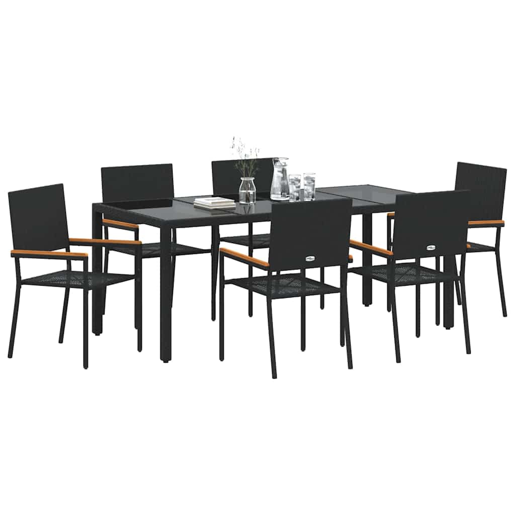 Kert étkező szett 7 pcs Fekete polirattan