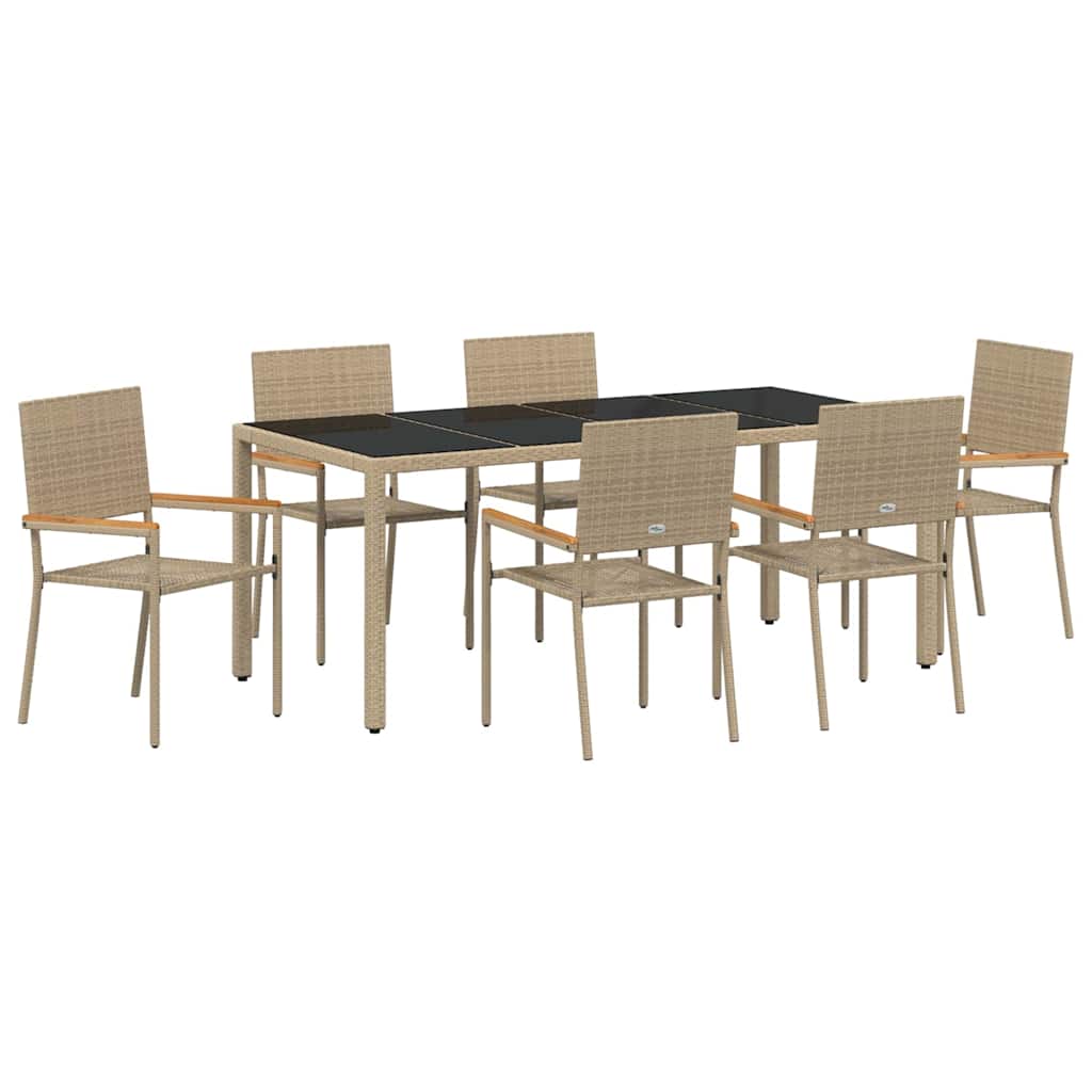 Kert étkező szett 7 pcs Bézs polirattan