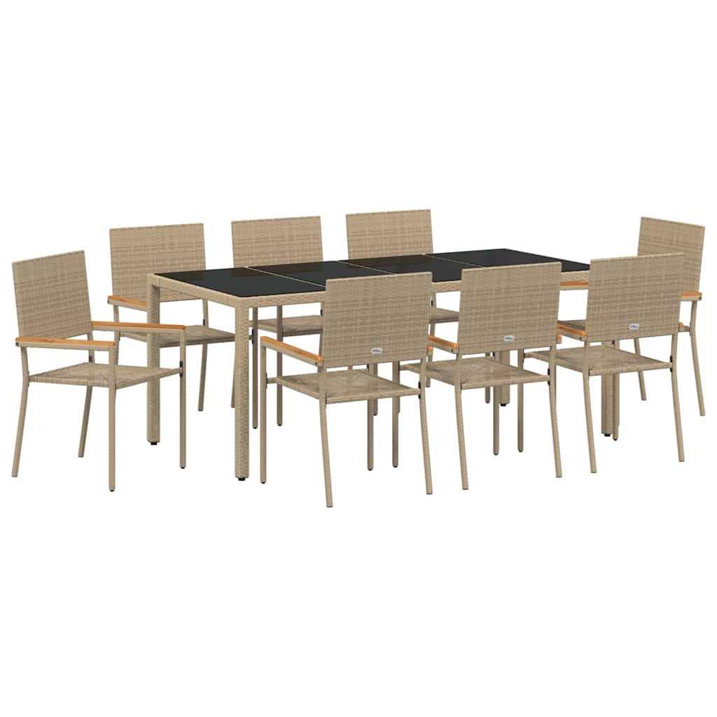 Kert étkező szett 9 pcs Bézs polirattan