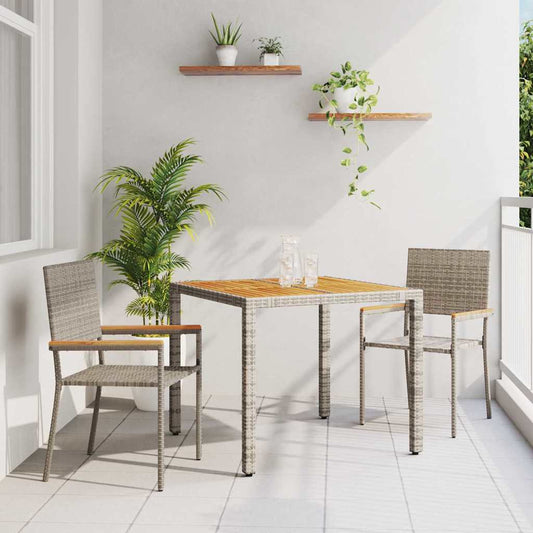 Kert étkező szett 3 pcs Szürke polirattan