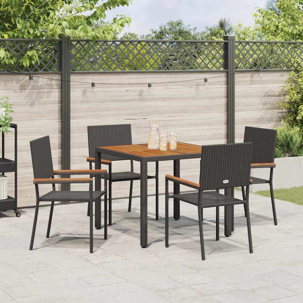 Kert étkező szett 5 pcs Fekete polirattan