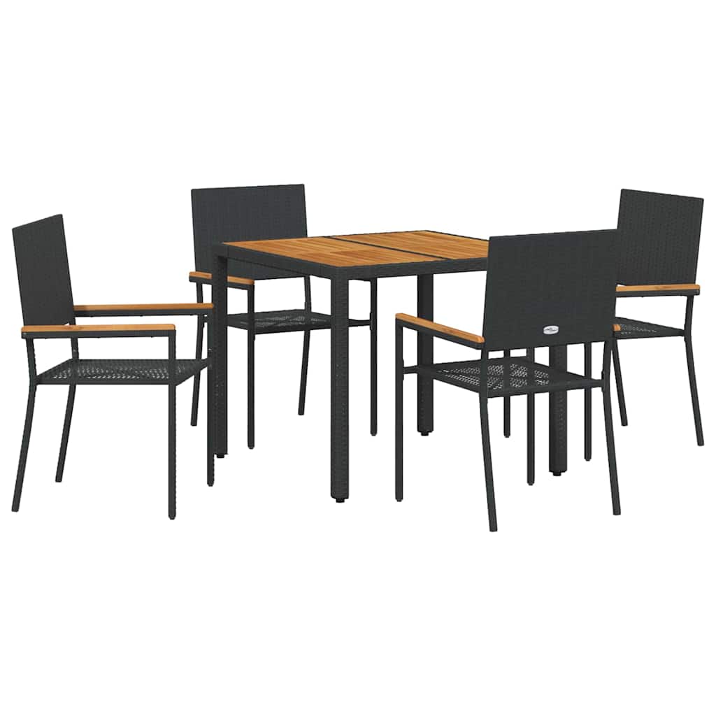 Kert étkező szett 5 pcs Fekete polirattan