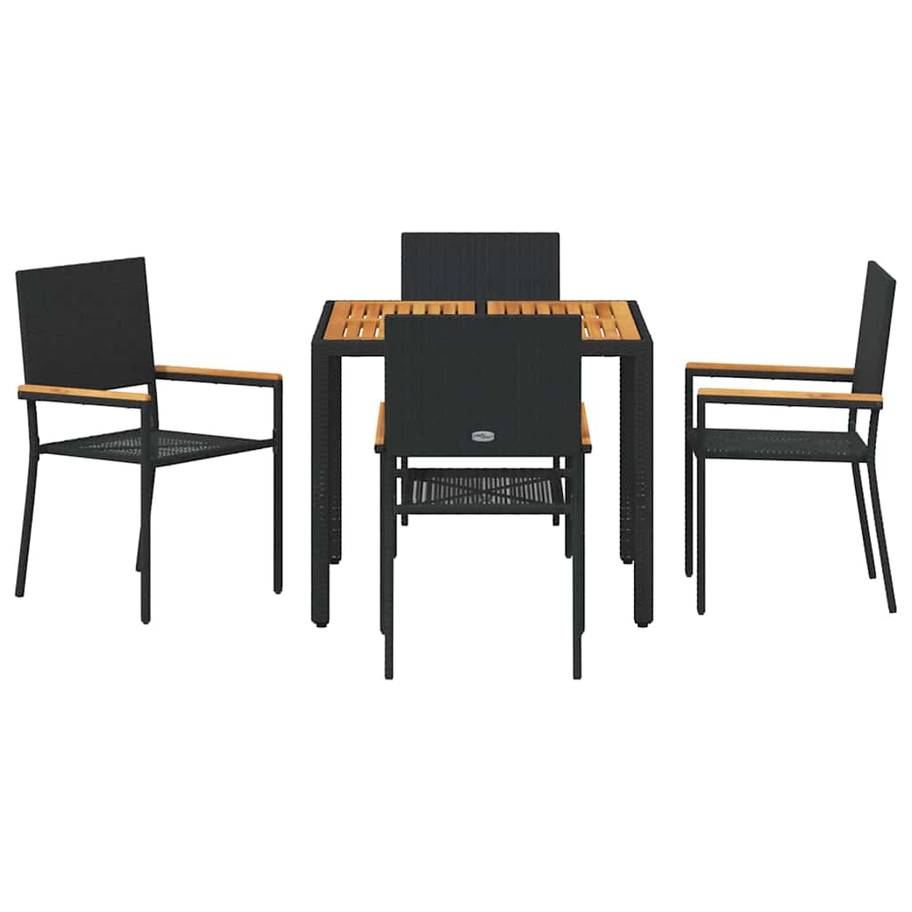 Kert étkező szett 5 pcs Fekete polirattan