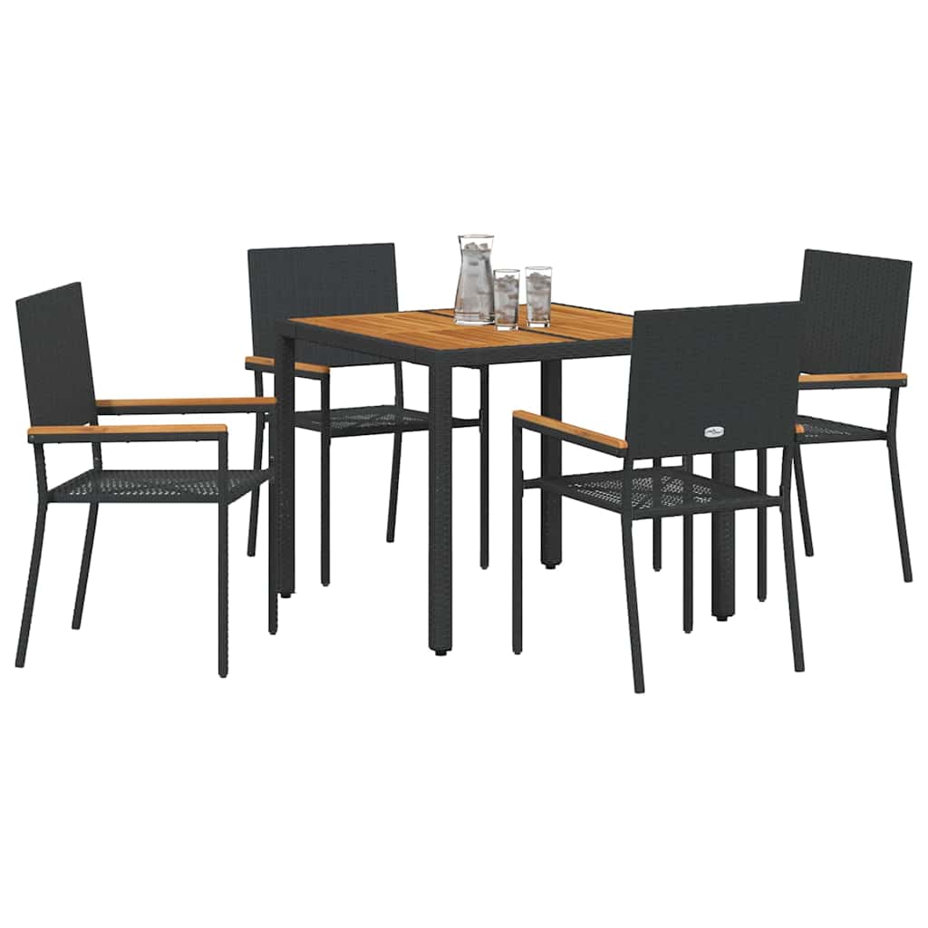 Kert étkező szett 5 pcs Fekete polirattan