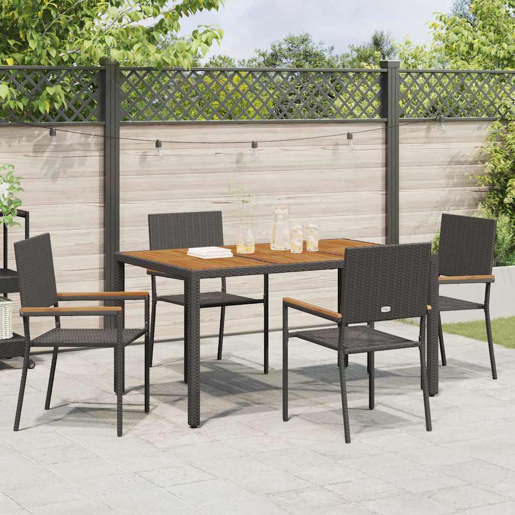 Kert étkező szett 5 pcs Fekete polirattan
