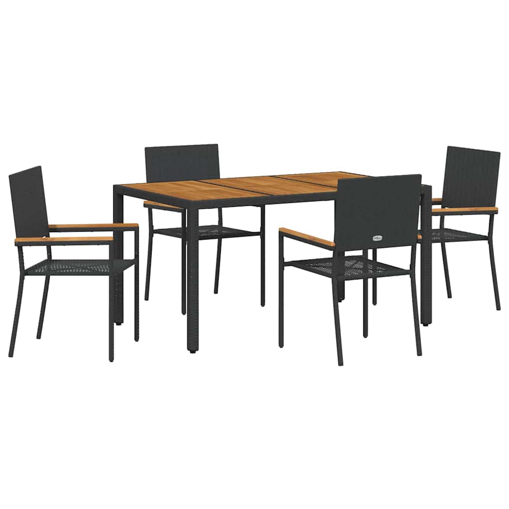 Kert étkező szett 5 pcs Fekete polirattan