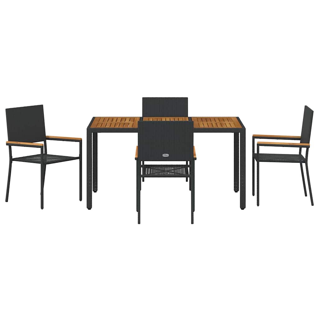 Kert étkező szett 5 pcs Fekete polirattan