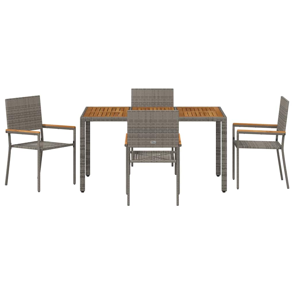 Kert étkező szett 5 pcs Szürke polirattan