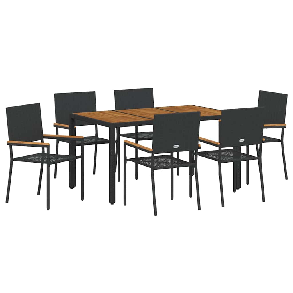 Kert étkező szett 7 pcs Fekete polirattan