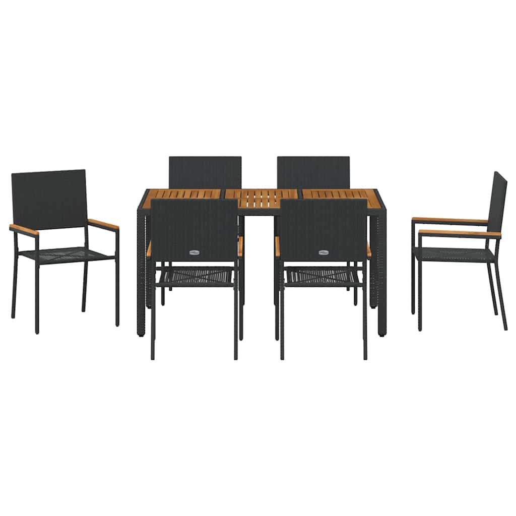 Kert étkező szett 7 pcs Fekete polirattan