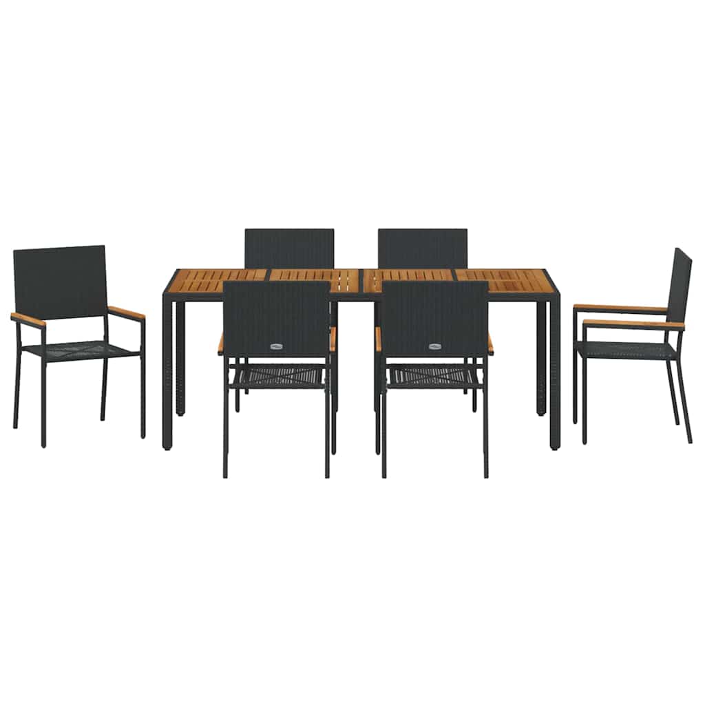 Kert étkező szett 7 pcs Fekete polirattan