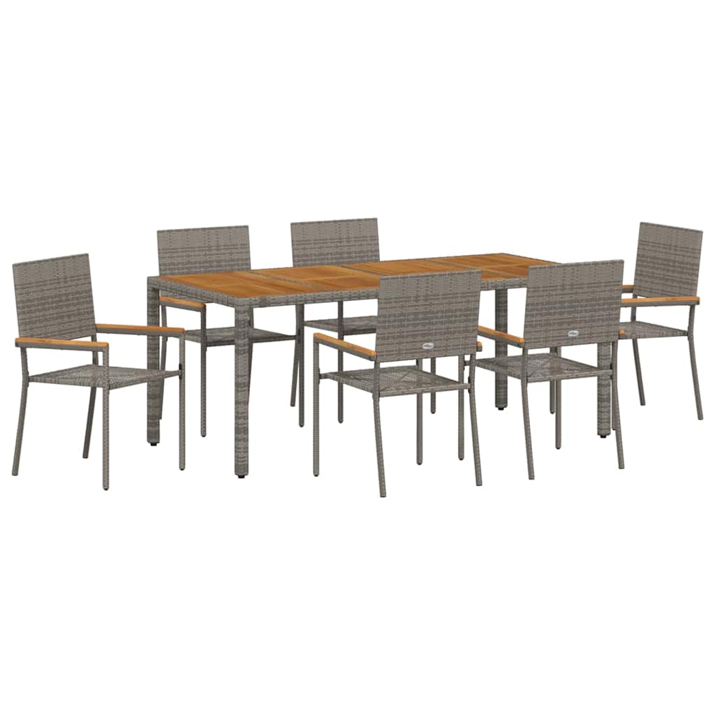 Kert étkező szett 7 pcs Szürke polirattan