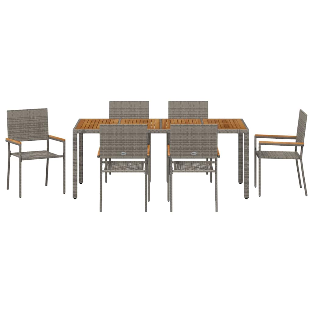 Kert étkező szett 7 pcs Szürke polirattan
