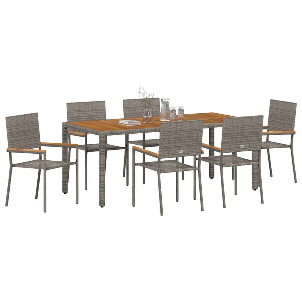Kert étkező szett 7 pcs Szürke polirattan