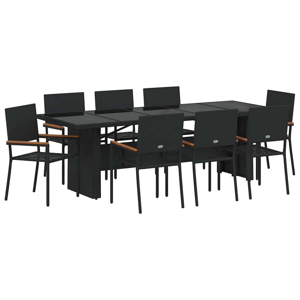 Kert étkező szett 9 pcs Fekete polirattan