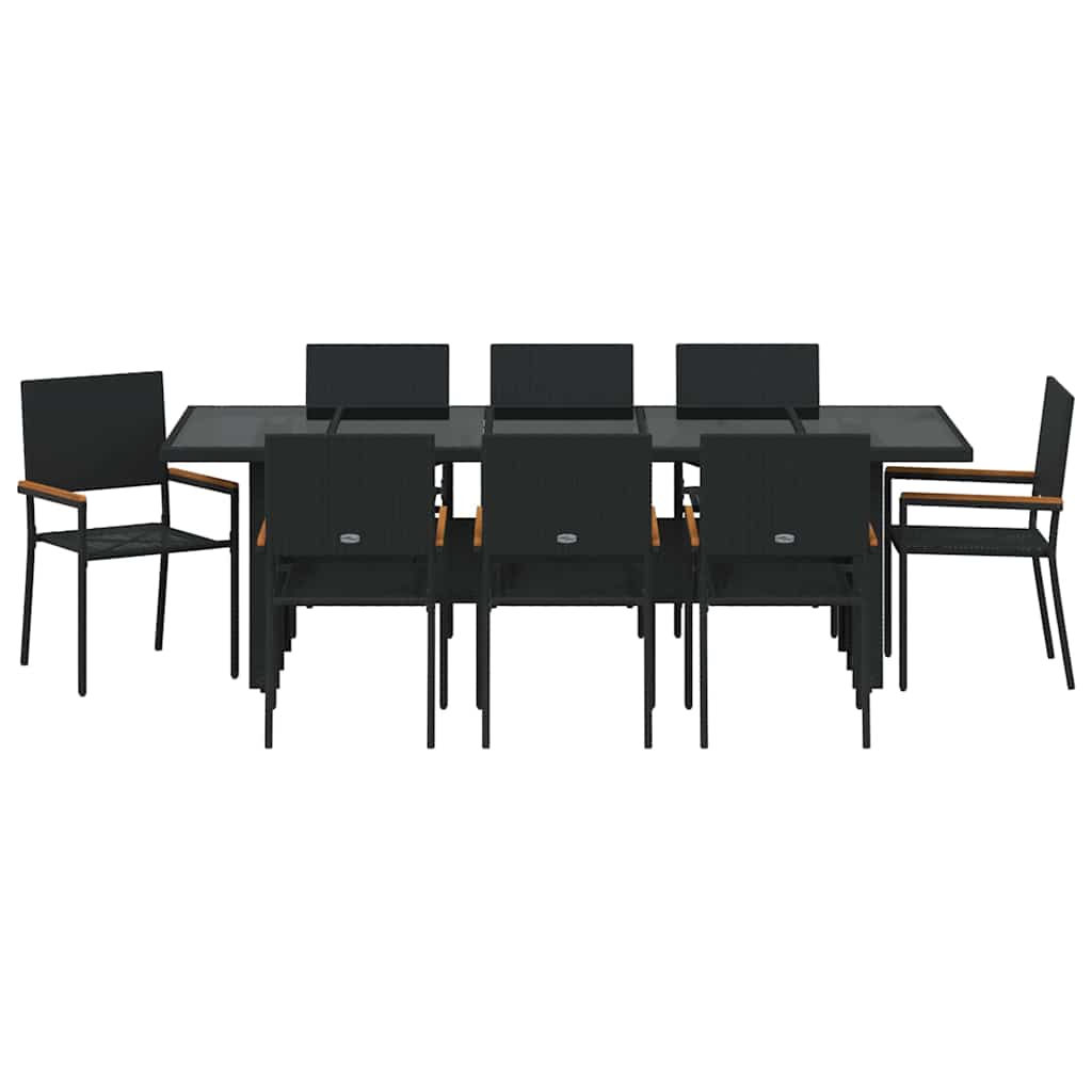 Kert étkező szett 9 pcs Fekete polirattan