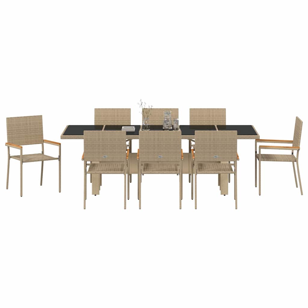 Kert étkező szett 9 pcs Bézs polirattan