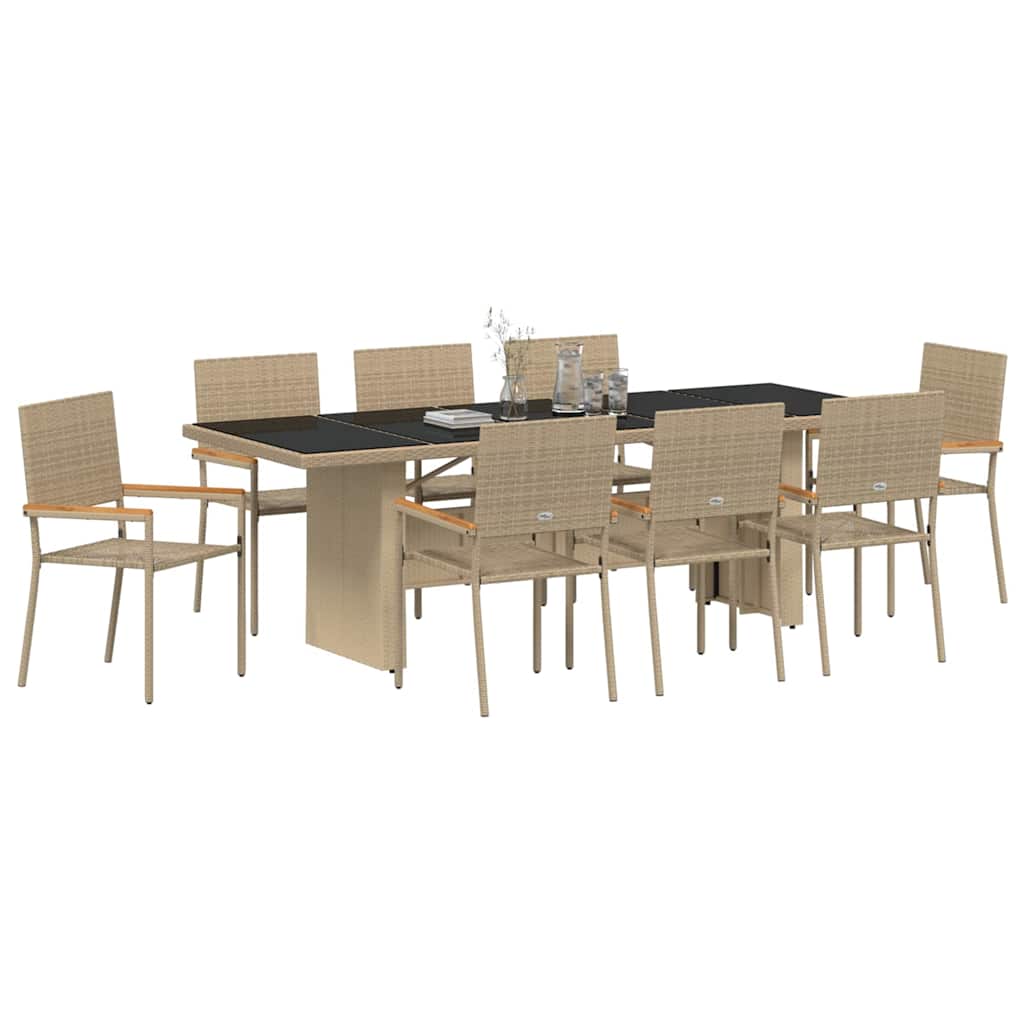 Kert étkező szett 9 pcs Bézs polirattan