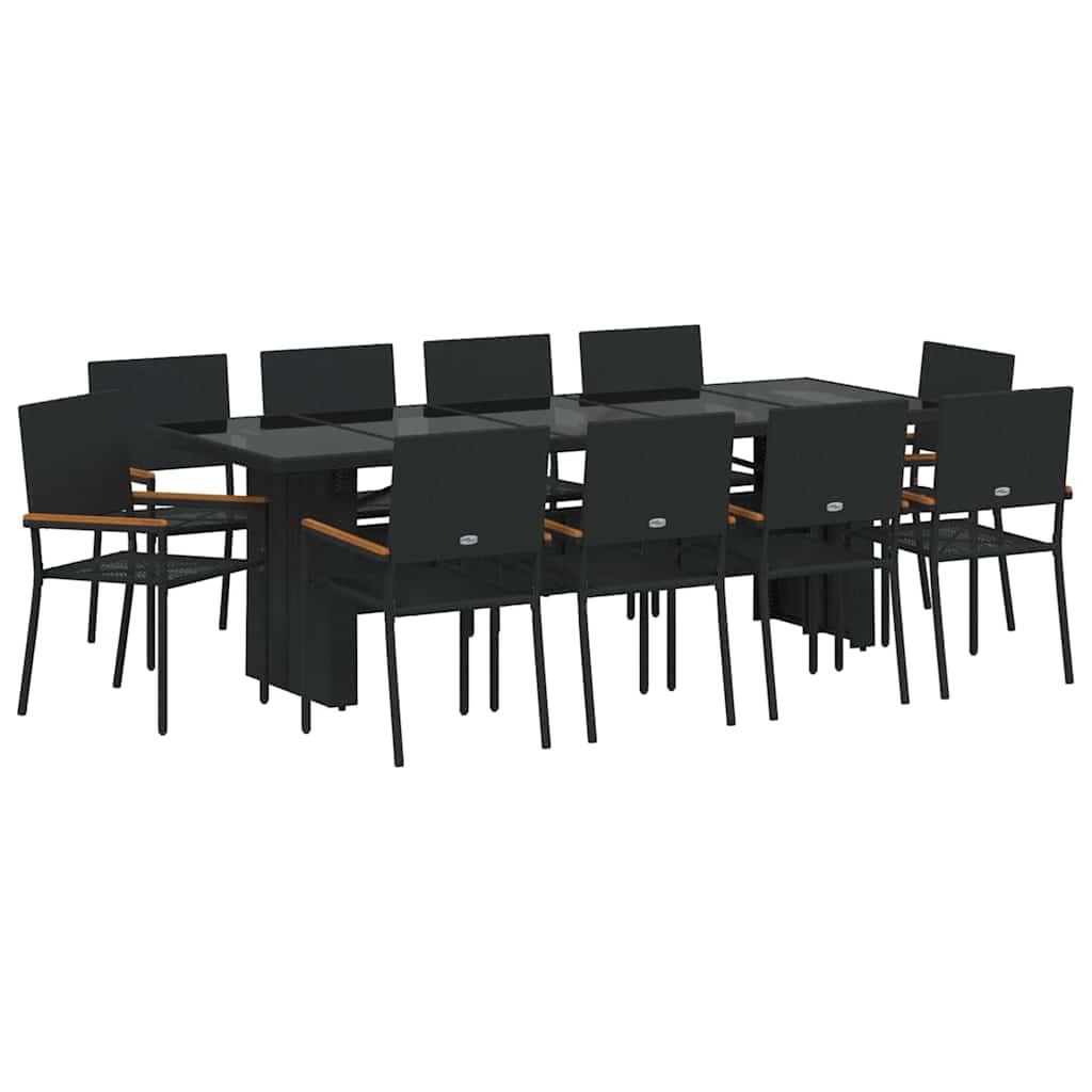 Kert étkező szett 11 pcs Fekete polirattan