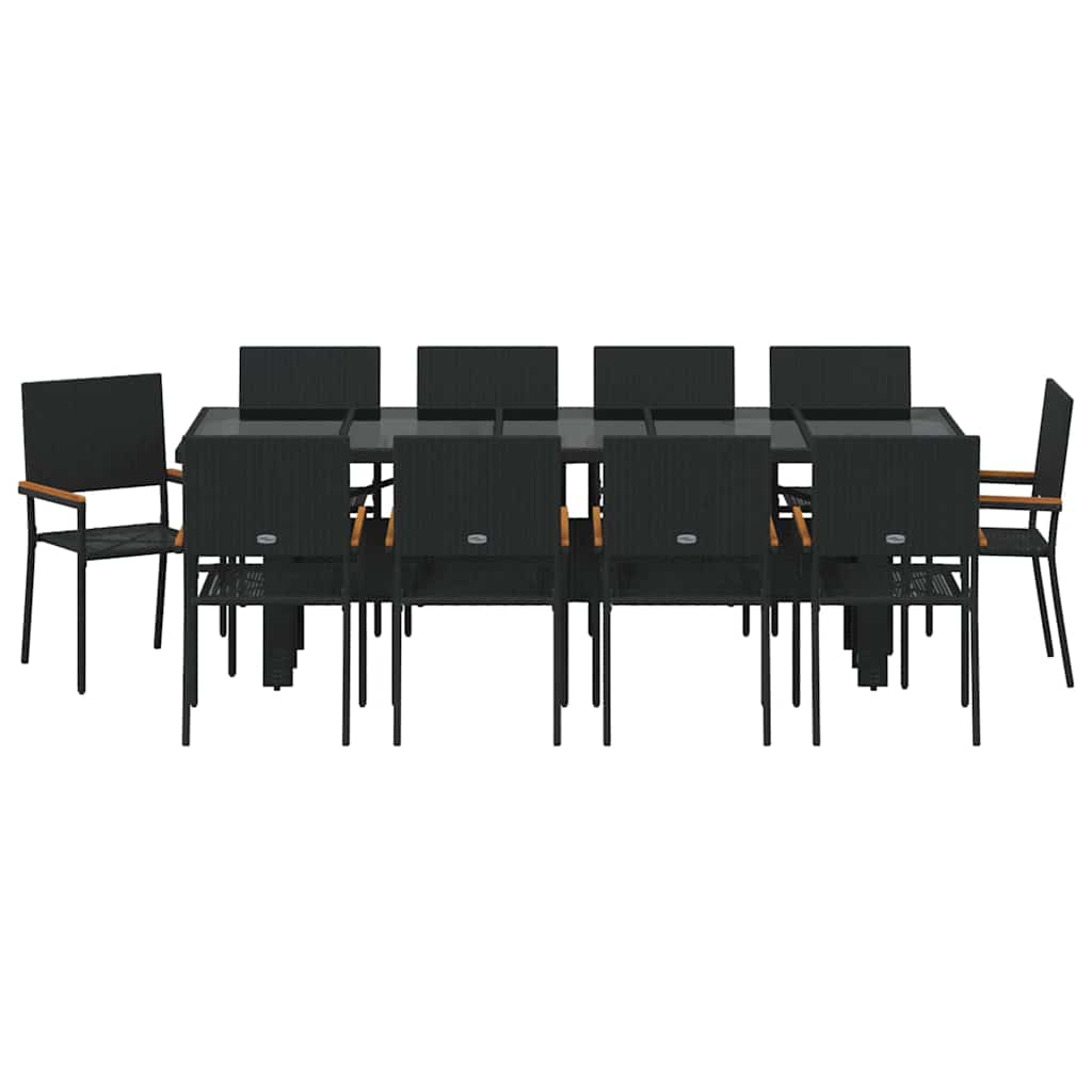 Kert étkező szett 11 pcs Fekete polirattan