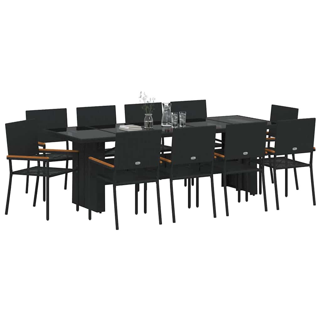Kert étkező szett 11 pcs Fekete polirattan