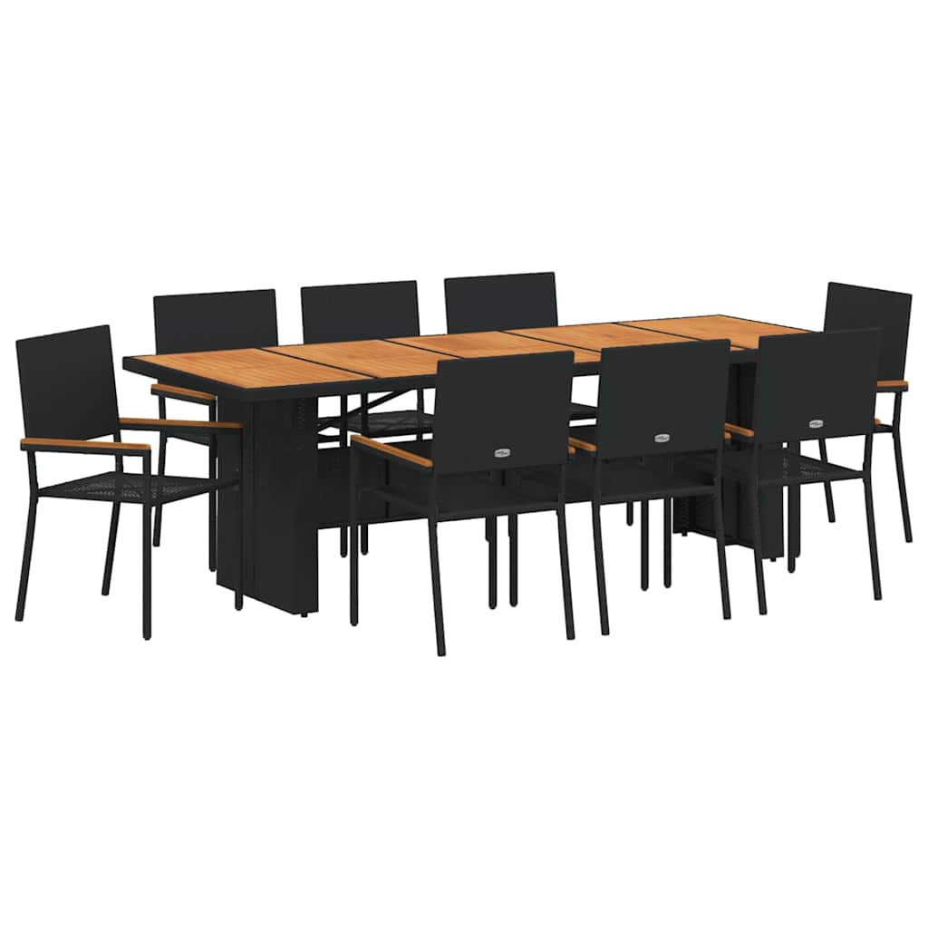 Kert étkező szett 9 pcs Fekete polirattan