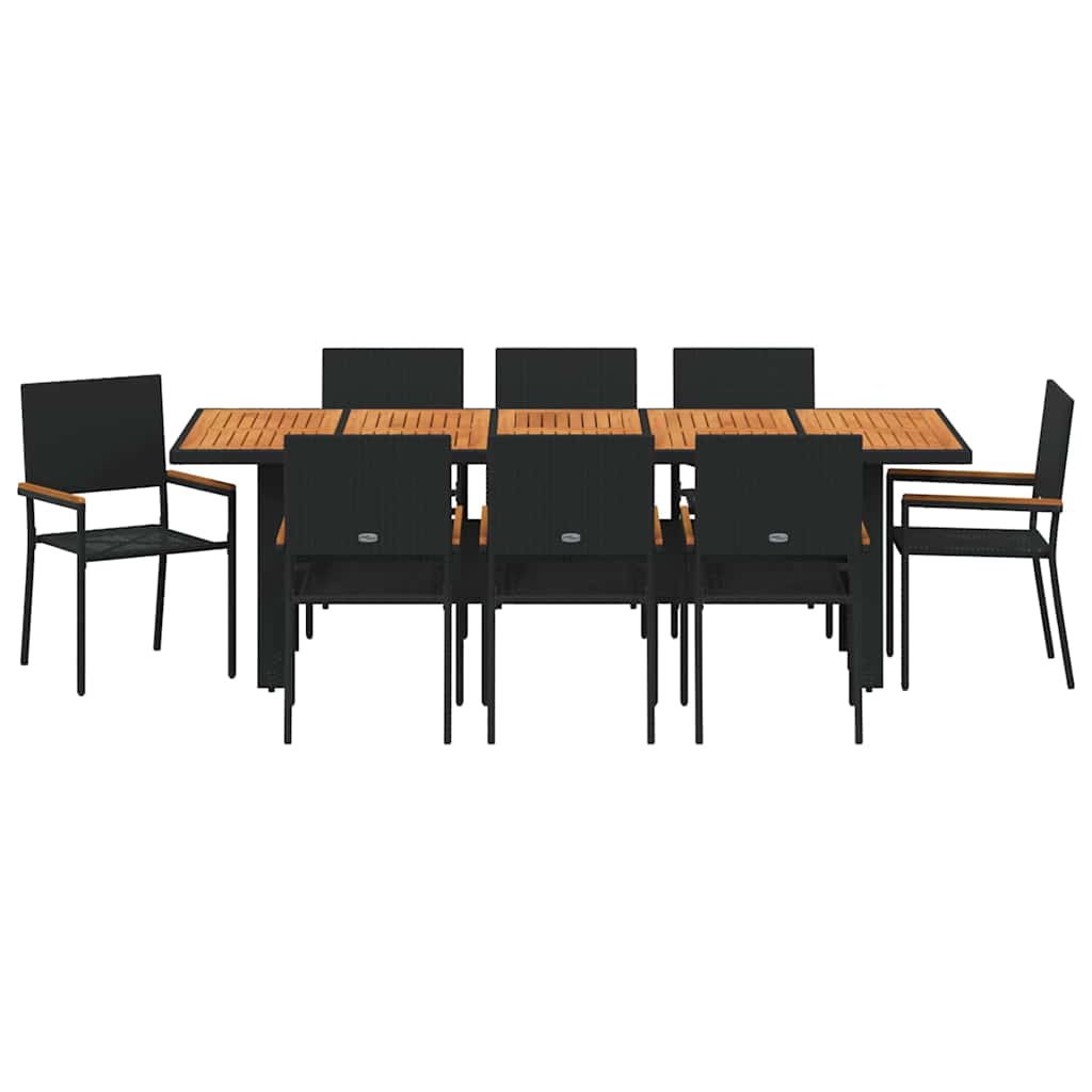 Kert étkező szett 9 pcs Fekete polirattan