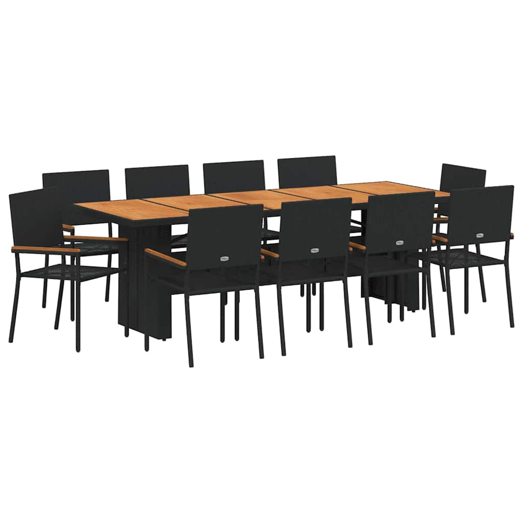 Kert étkező szett 11 pcs Fekete polirattan
